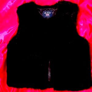 PLACE VEST Faux Fur Black NEW child Sz 10/12